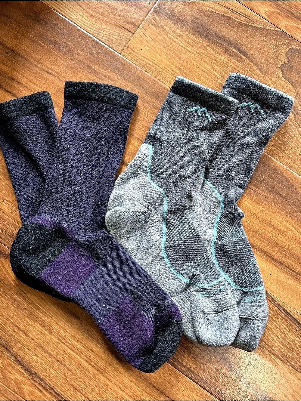 Darn Tough 3-Pair Patterned Socks in Purple & Gray